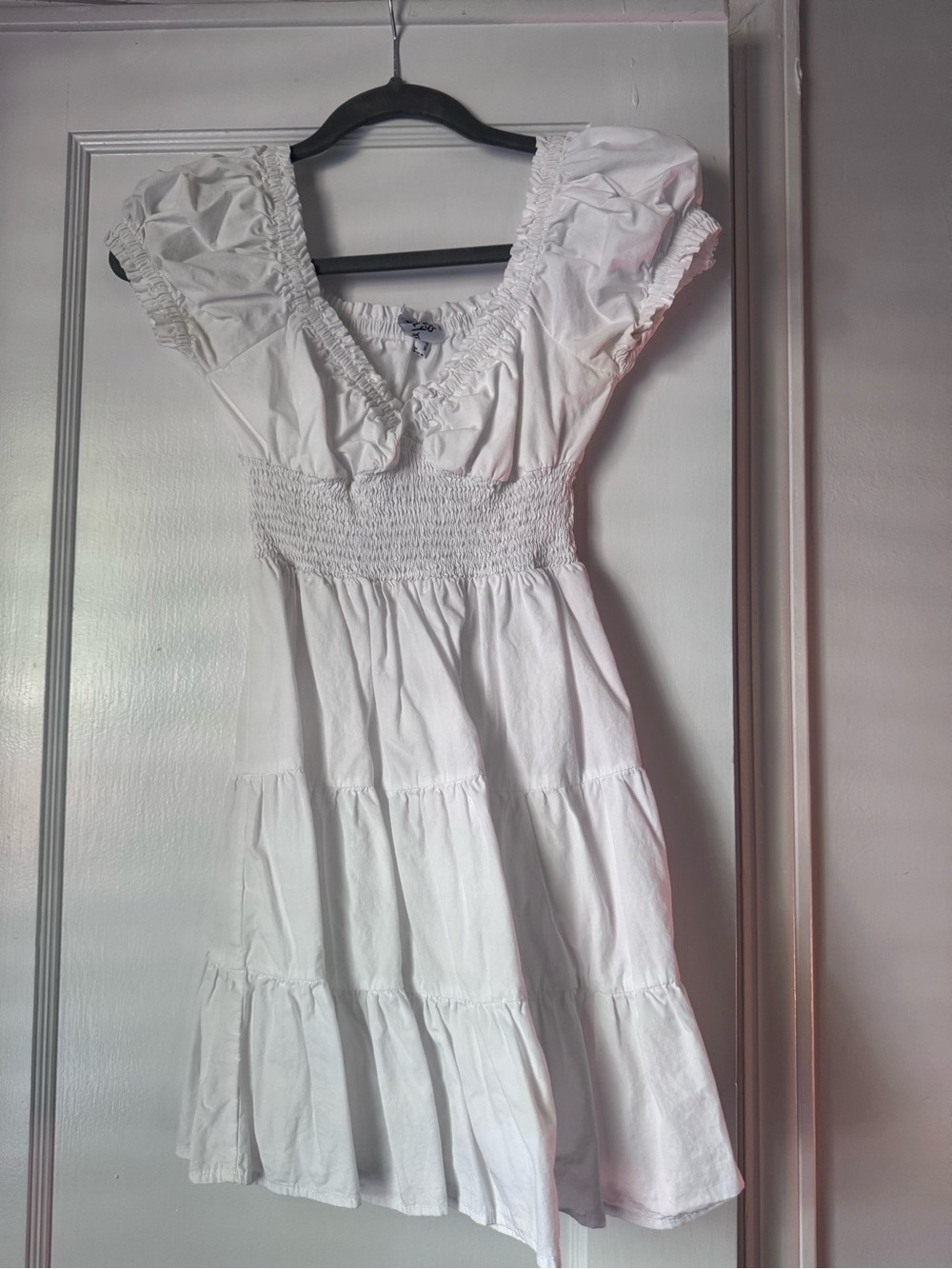 Women’s White Smocked Waist Tiered Dress PRINCESS POLLY